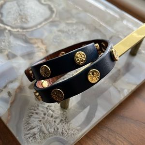 Tory Burch Leather Studded Wrap Bracelet